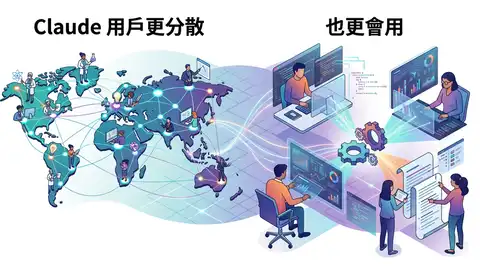 Claude 用戶更分散，也更會用