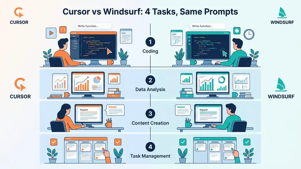 Cursor vs Windsurf: 4 Tasks, Same Prompts