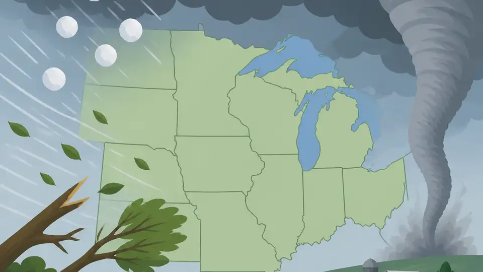 Midwest Faces Hail, Wind, and Tornado Risk Monday