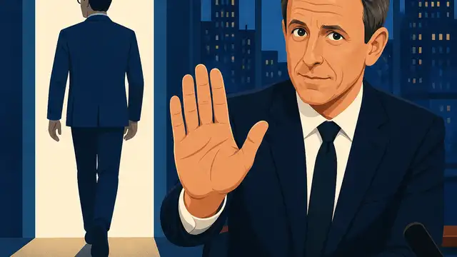 Seth Meyers turns Colbert’s exit into a TV warning